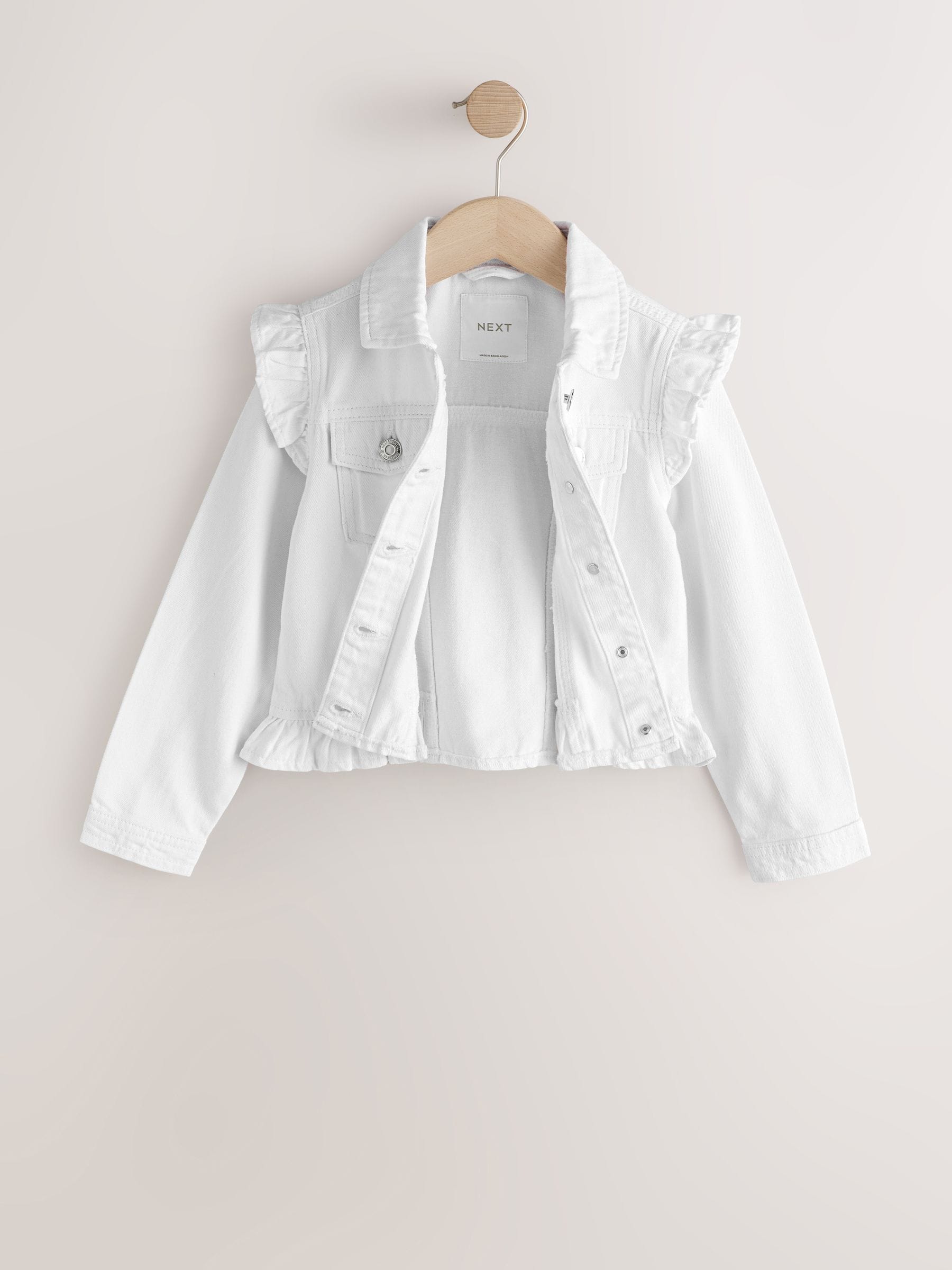 White Frill Shoulder Denim Jacket (3-16yrs) - Image 5 of 8