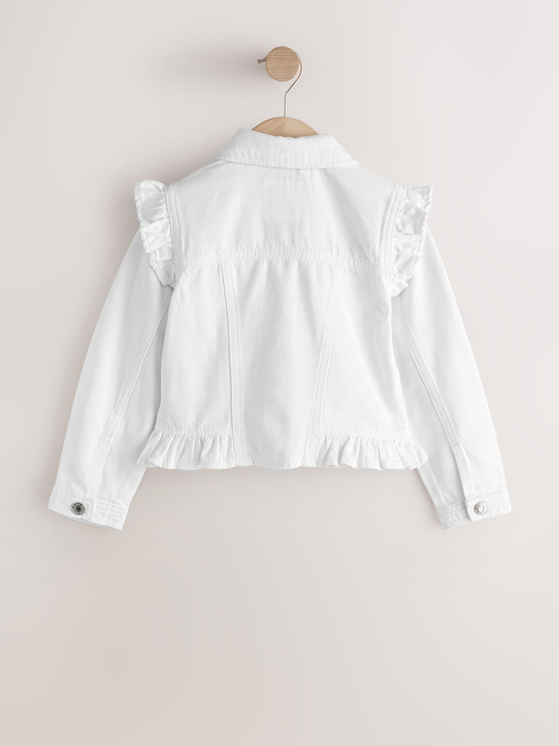 White Frill Shoulder Denim Jacket (3-16yrs) - Image 6 of 8
