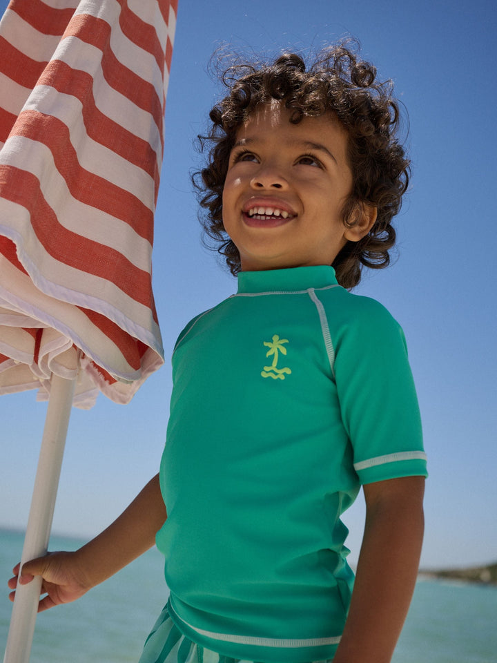 Green Short Sleeve Sunsafe Rash Vest and Swim Shorts Set (3mths-7yrs)