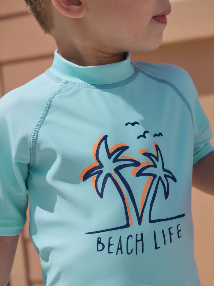Blue Short Sleeve Sunsafe Rash Vest and Swim Shorts Set (3mths-7yrs)
