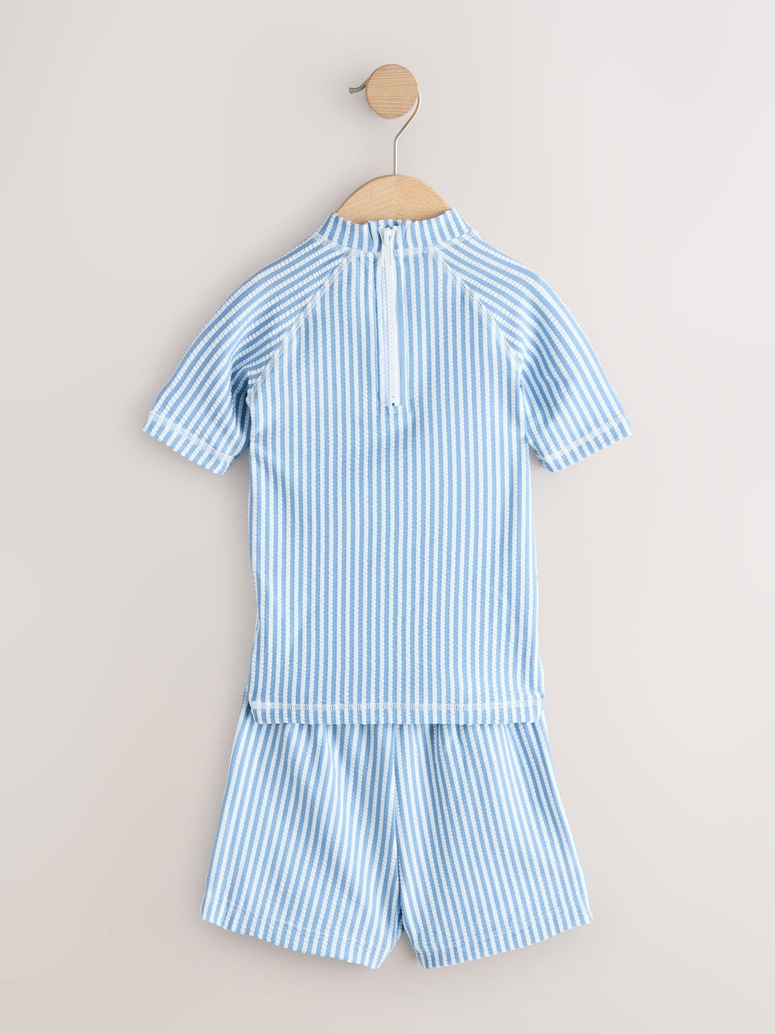 Blue Textured Rash Vest and Swim Shorts Set (3mths-7yrs)