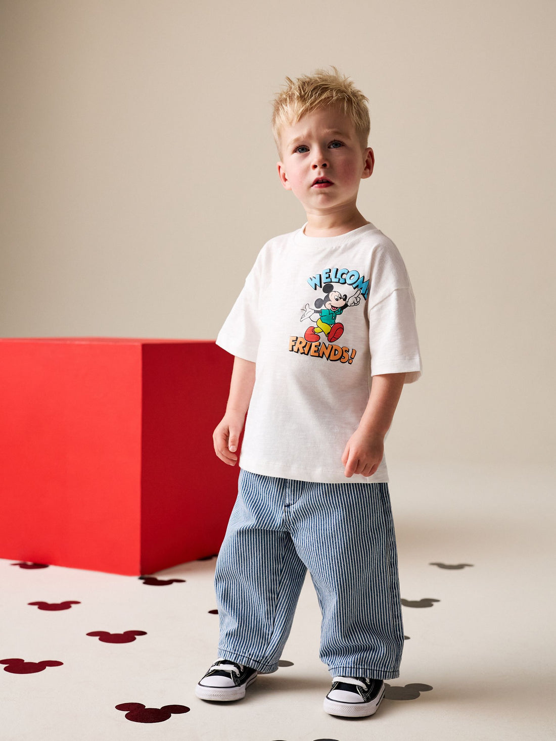 White Printed Mickey Mouse Short Sleeve T-Shirt (3mths-8yrs)