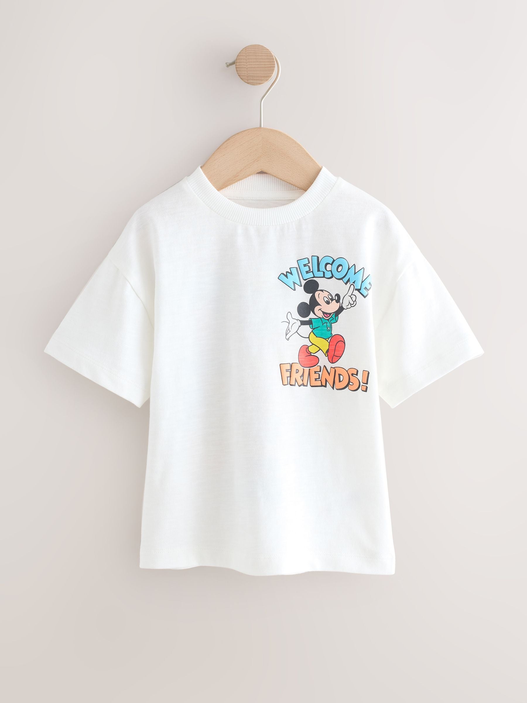 White Printed Mickey Mouse Short Sleeve T-Shirt (3mths-8yrs)