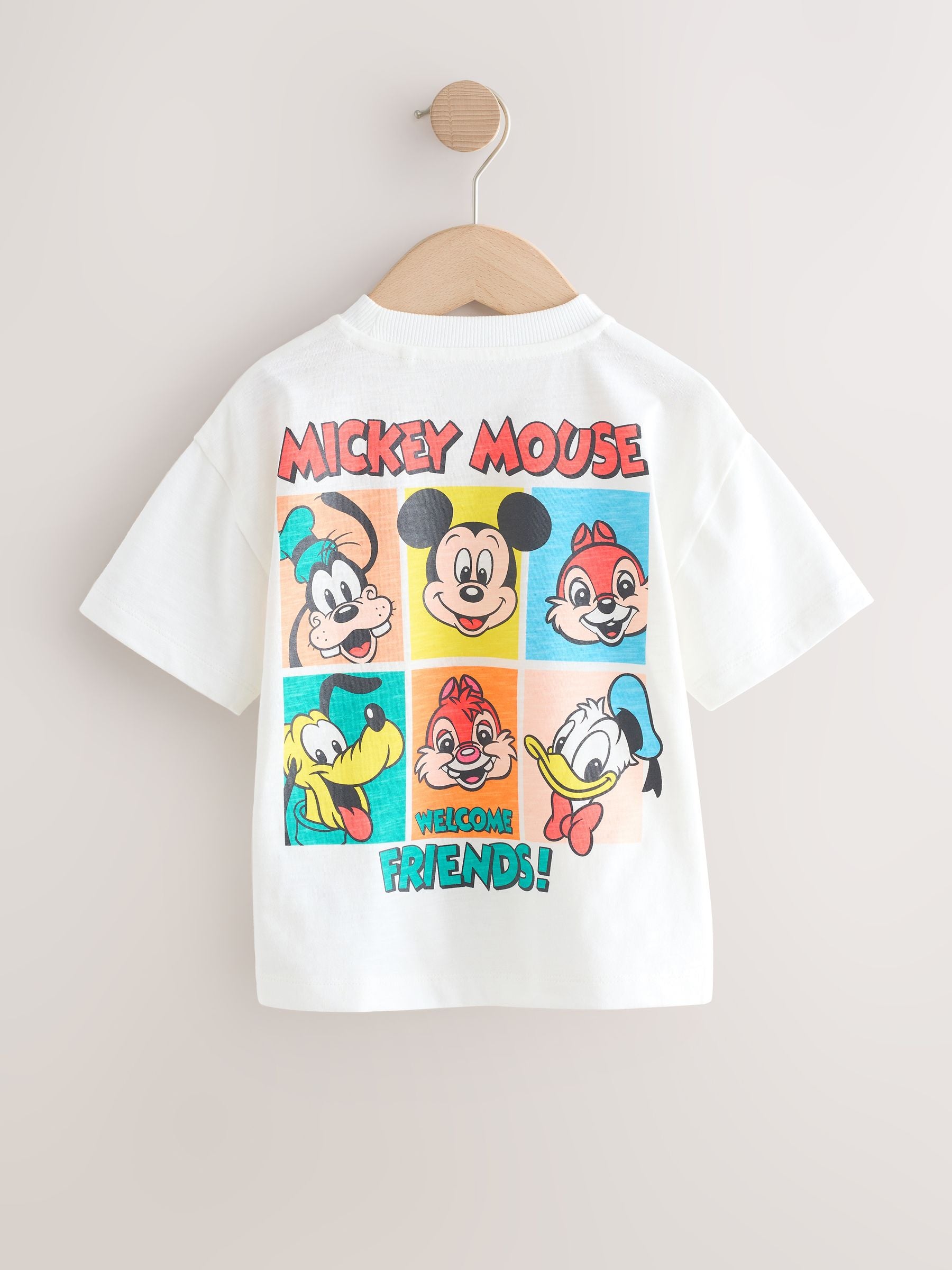 White Printed Mickey Mouse Short Sleeve T-Shirt (3mths-8yrs)