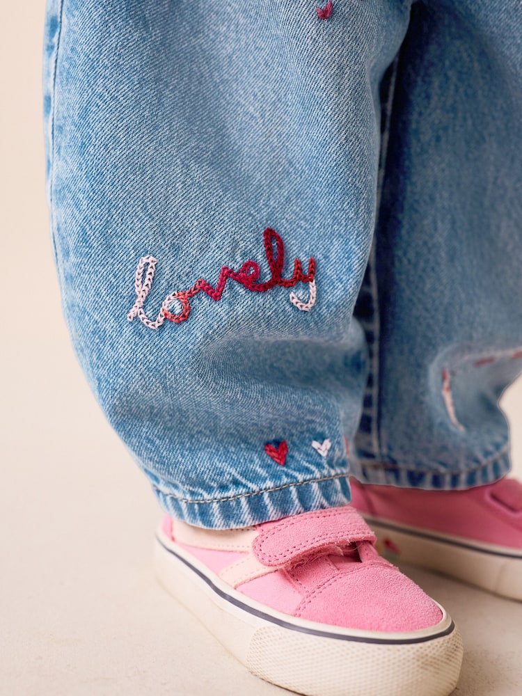 Mid Blue Galentines Embroidered Jeans (3mths-7yrs) - Image 4 of 8