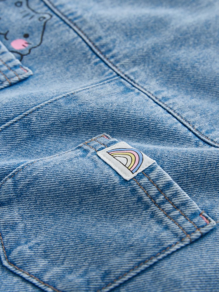 Mid Blue Cat Printed Denim Dungarees (3mths-7yrs) - Image 6 of 9