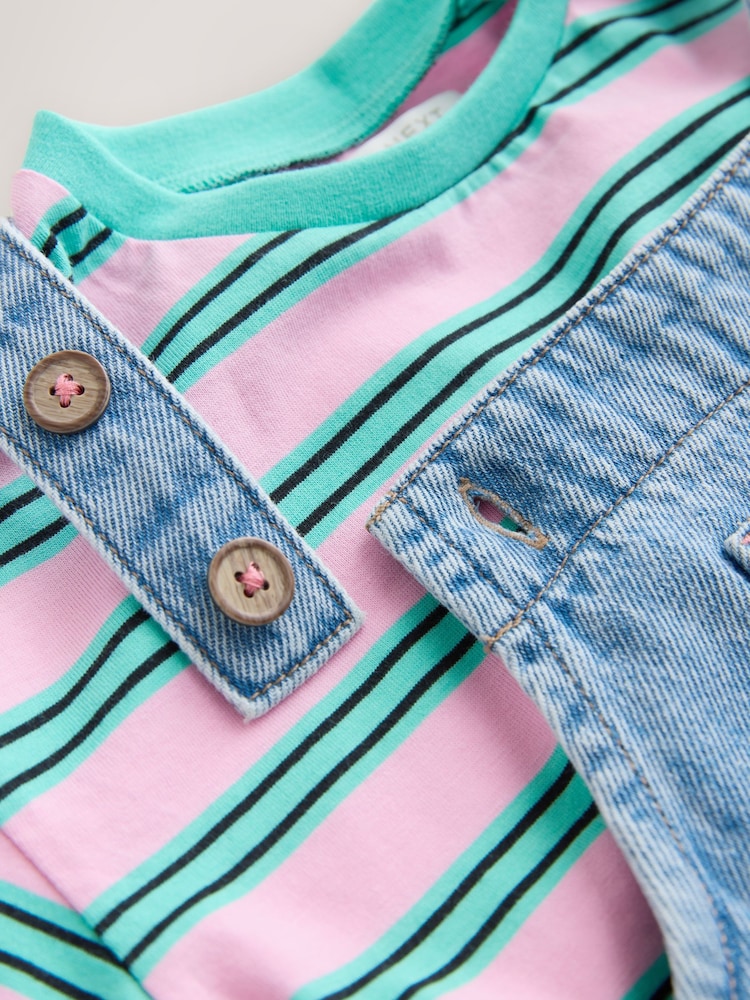 Mid Blue Cat Printed Denim Dungarees (3mths-7yrs) - Image 8 of 9