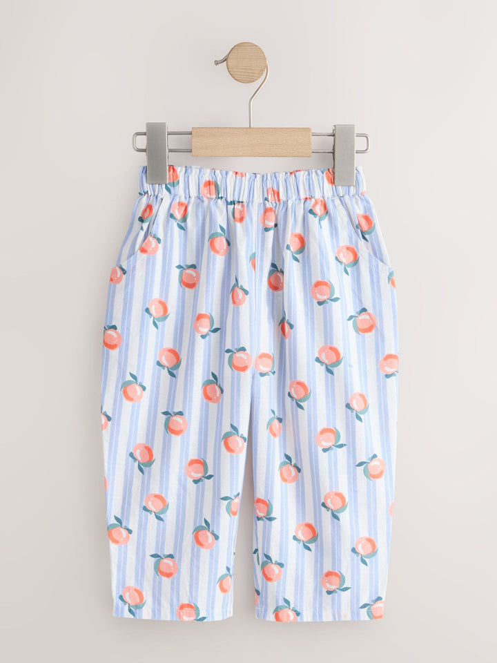 Blue Stripe Peach Print Pullon Trousers (3mths-7yrs)