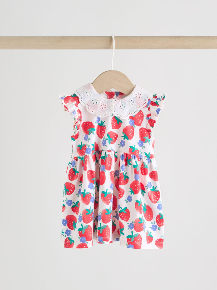 White Strawberry Baby Short Sleeve Dresse 2 Pack (0mths-3yrs)