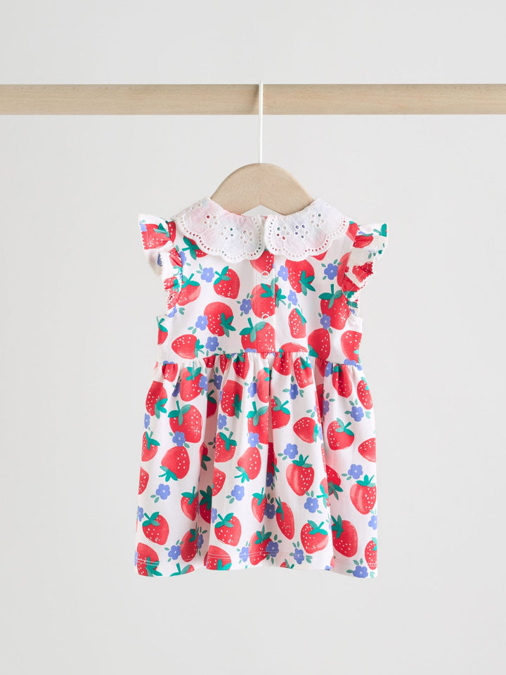 White Strawberry Baby Short Sleeve Dresse 2 Pack (0mths-3yrs)