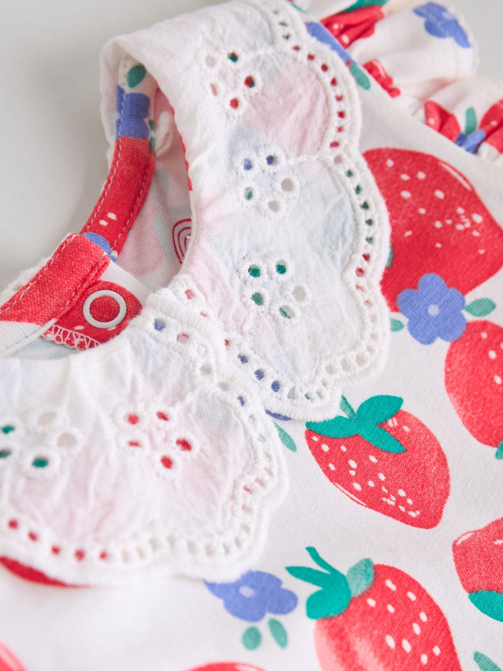White Strawberry Baby Short Sleeve Dresse 2 Pack (0mths-3yrs)