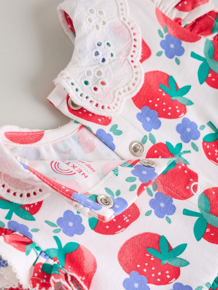 White Strawberry Baby Short Sleeve Dresse 2 Pack (0mths-3yrs)