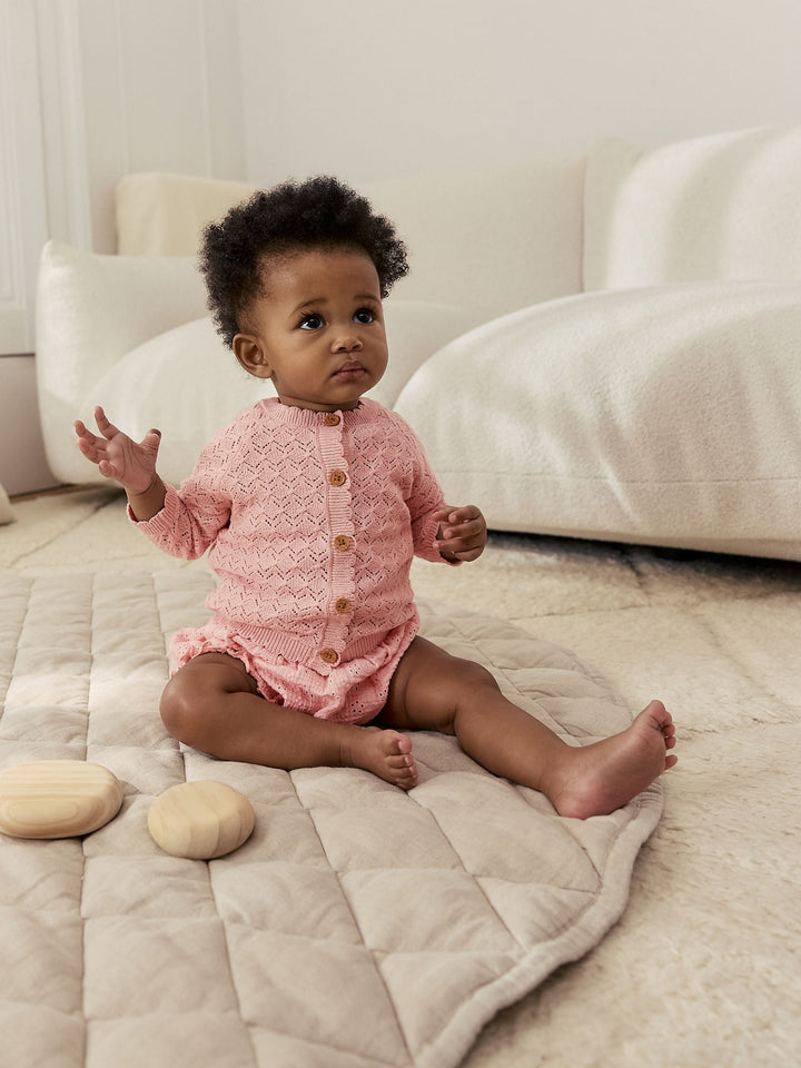 Pink knitted baby cardigan and knickers 2 Piece Set (0mths-2yrs)