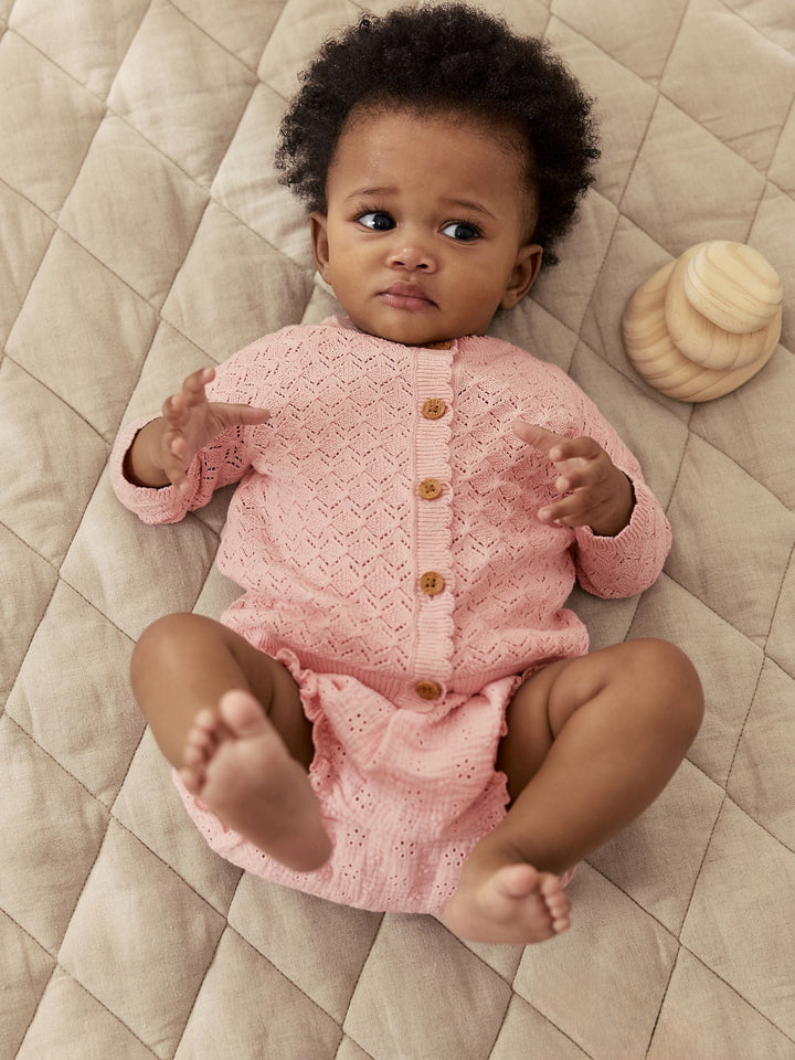 Pink knitted baby cardigan and knickers 2 Piece Set (0mths-2yrs)