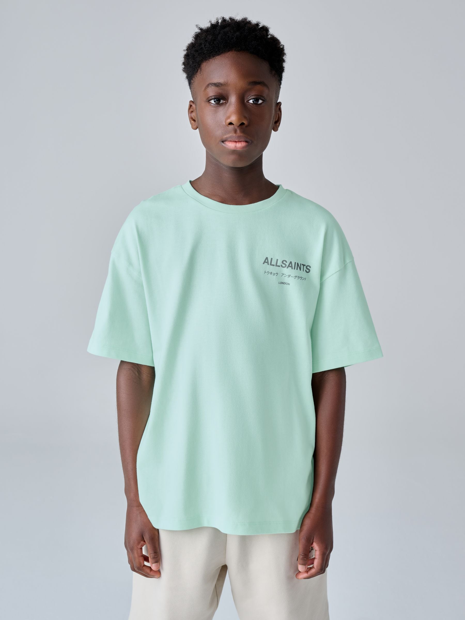 smALLSAINTS Mint Green Oversized Underground Crew Neck Cotton T-Shirt