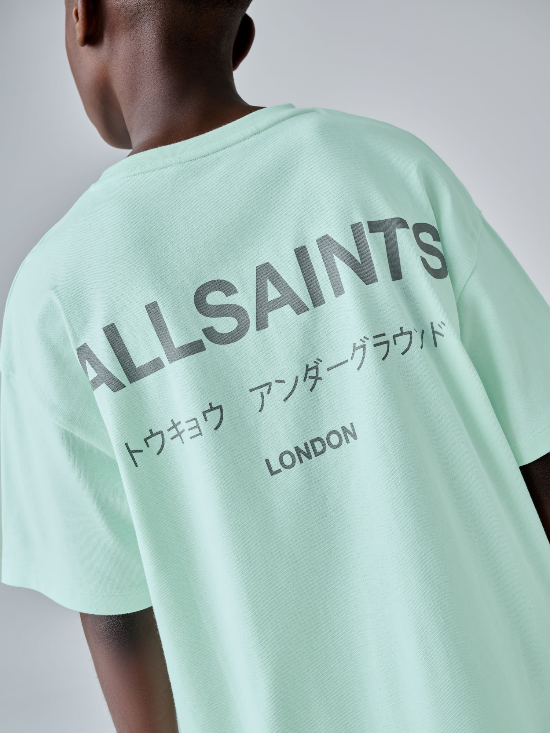 smALLSAINTS Mint Green Oversized Underground Crew Neck Cotton T-Shirt