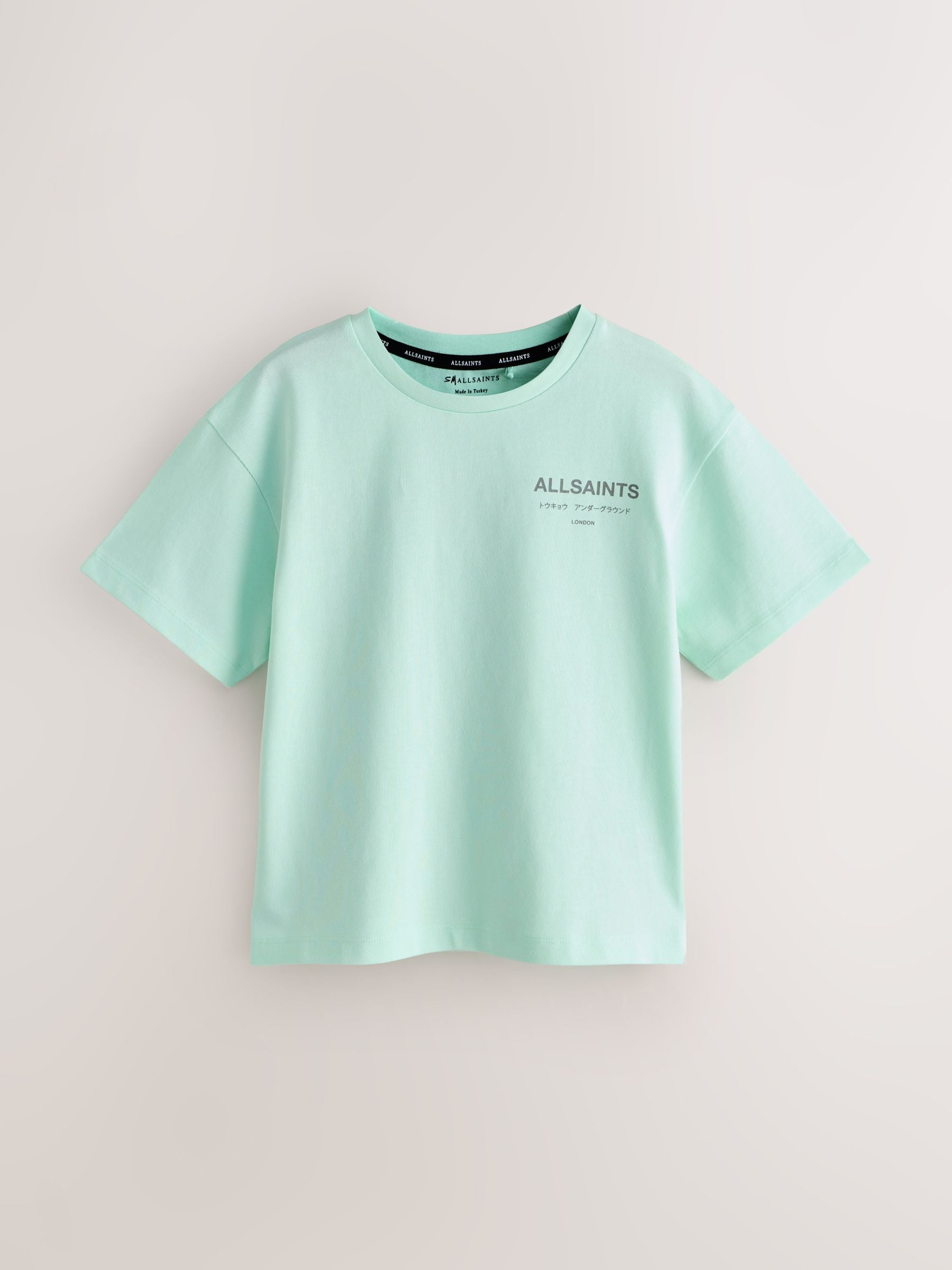 smALLSAINTS Mint Green Oversized Underground Crew Neck Cotton T-Shirt