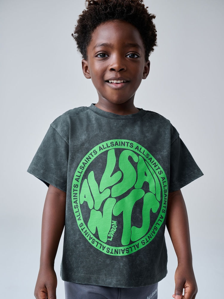 smALLSAINTS Washed Black Oversized Distortion Crew Neck Younger T-Shirt