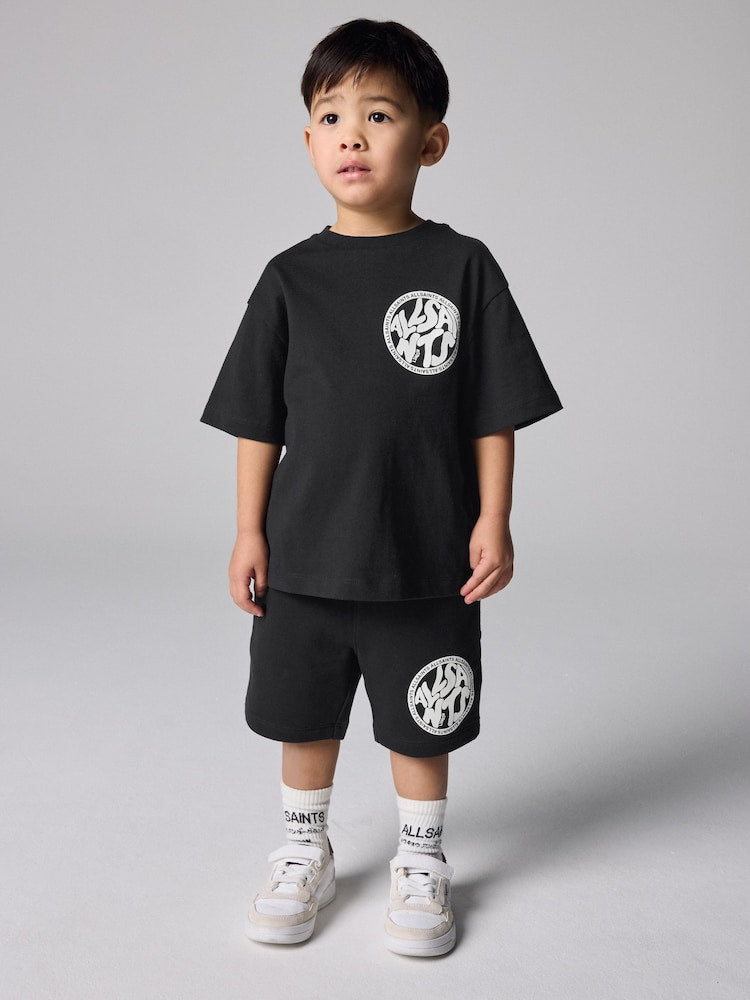 smALLSAINTS Black Distortion T-Shirt and Sweat Shorts Set