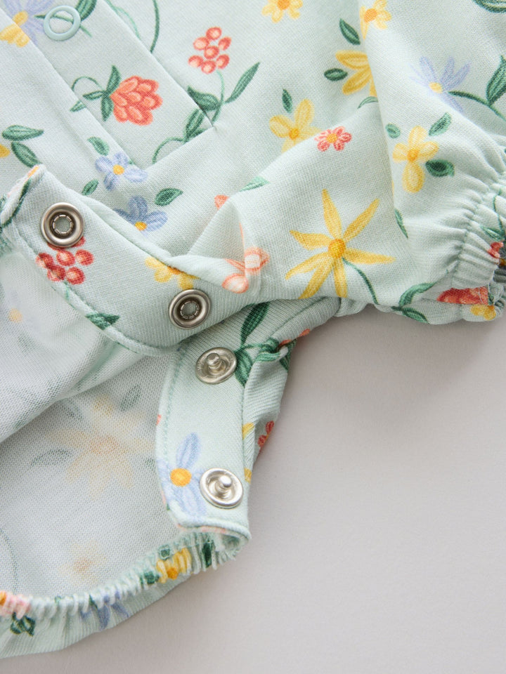 Yellow and Blue Floral Fairy Mouse 4 Pack Jersey Baby Rompers 4 Pack