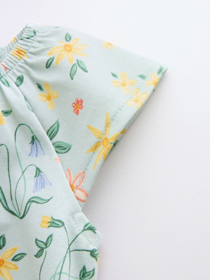 Yellow and Blue Floral Fairy Mouse 4 Pack Jersey Baby Rompers 4 Pack