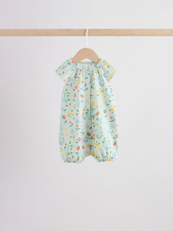 Yellow and Blue Floral Fairy Mouse 4 Pack Jersey Baby Rompers 4 Pack