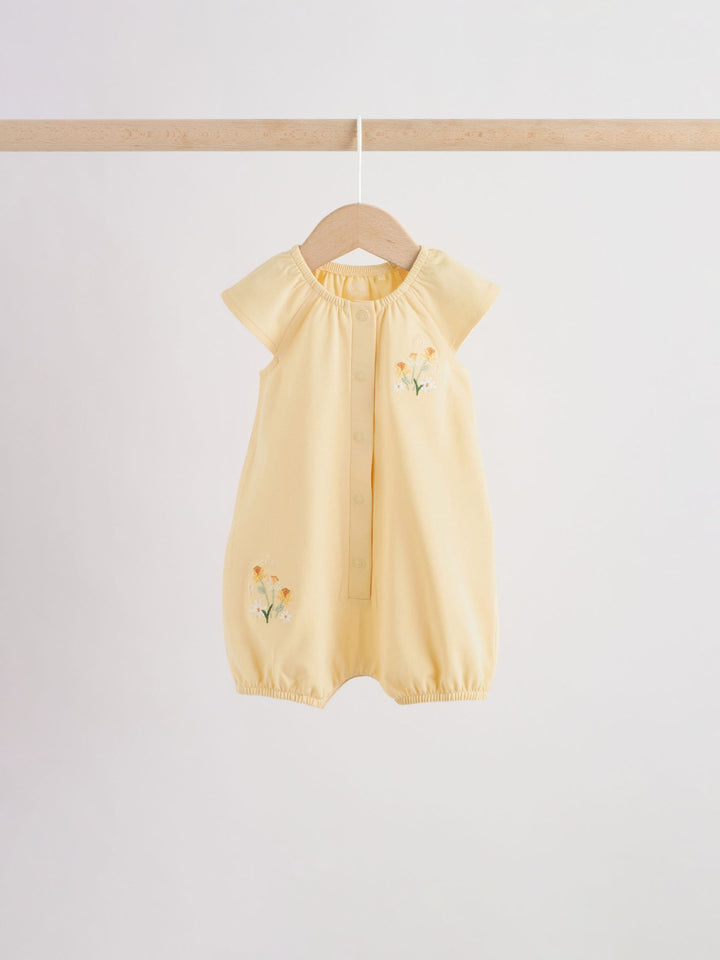 Yellow and Blue Floral Fairy Mouse 4 Pack Jersey Baby Rompers 4 Pack