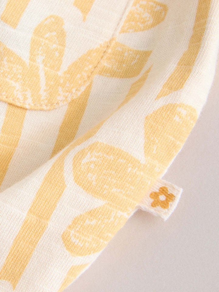Yellow Floral Button Through Button Through Baby Rompers 3 Pack