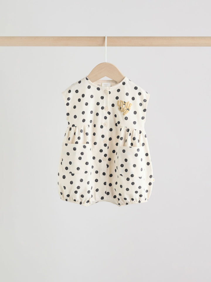 Yellow Floral Button Through Button Through Baby Rompers 3 Pack