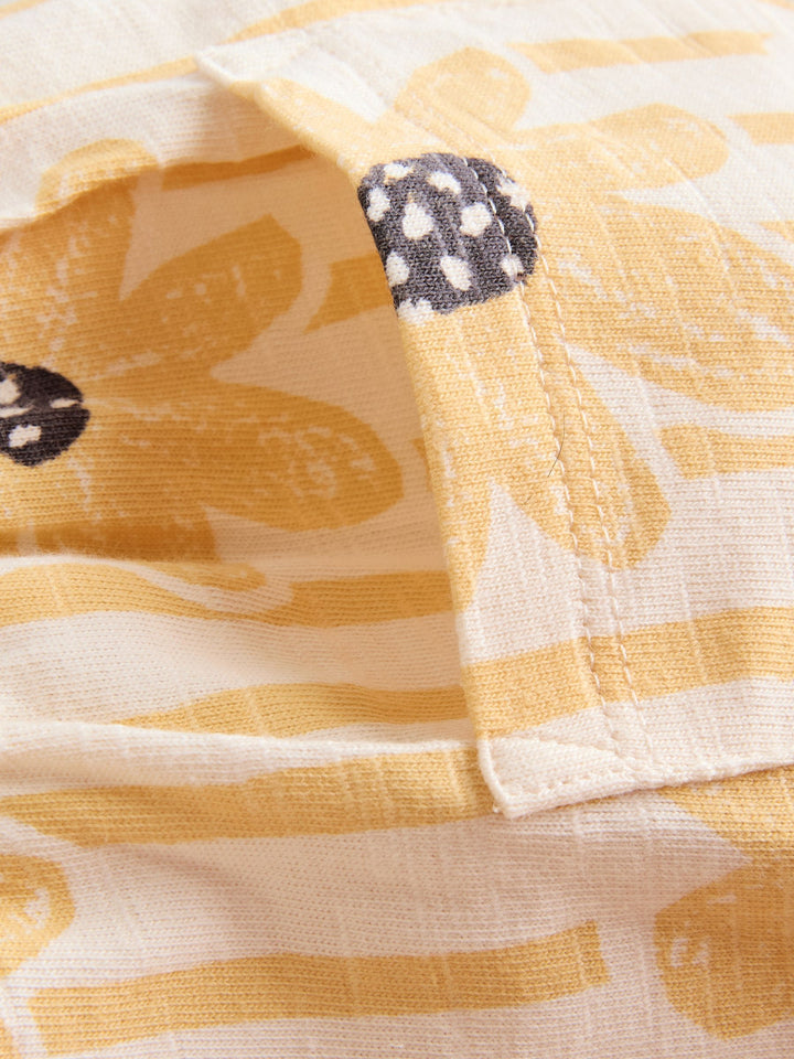 Yellow Floral Button Through Button Through Baby Rompers 3 Pack