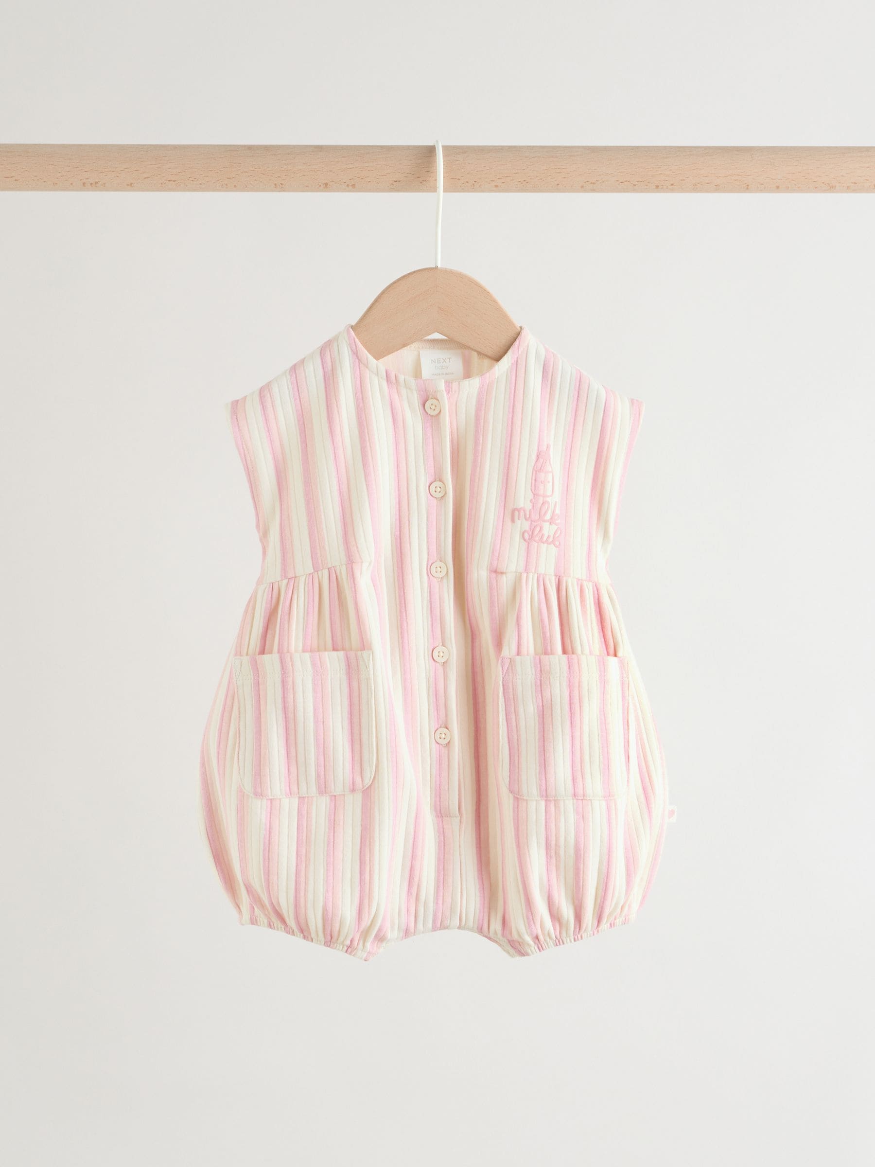 Pink Milk Club Button Through Baby Rompers 3 Pack