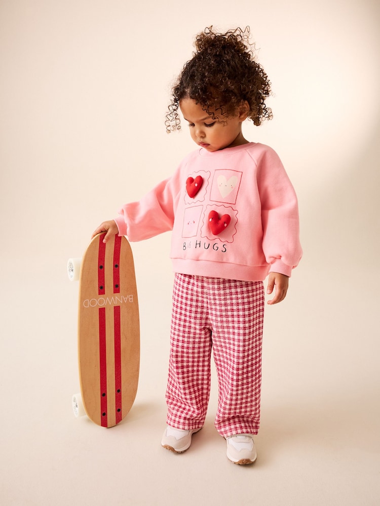 Bright Pink Sweatshirt & Wide Leg Trousers Set (3mths-7yrs) - Image 1 of 10