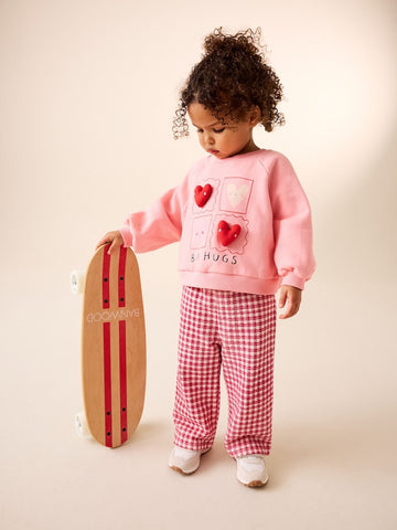 Bright Pink Sweatshirt & Wide Leg Trousers Set (3mths-7yrs) - Image 1 of 10