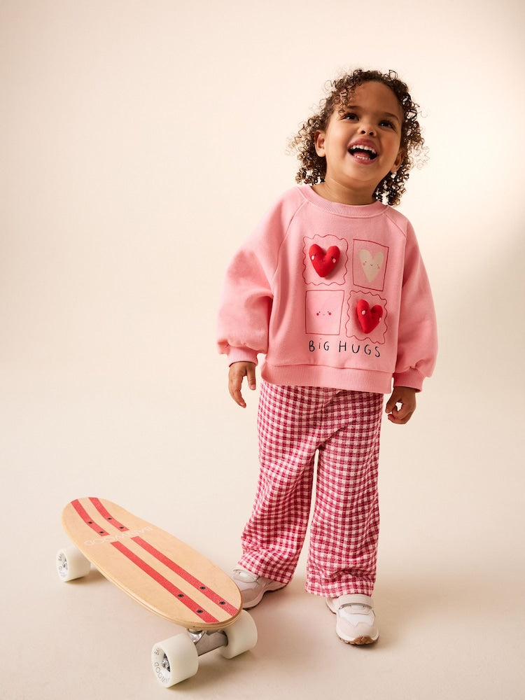 Bright Pink Sweatshirt & Wide Leg Trousers Set (3mths-7yrs) - Image 2 of 10