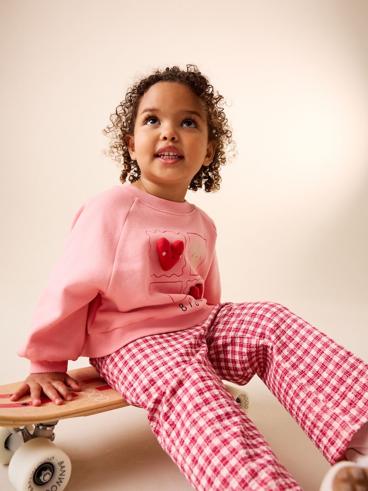 Bright Pink Sweatshirt & Wide Leg Trousers Set (3mths-7yrs) - Image 3 of 10