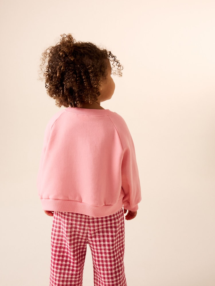 Bright Pink Sweatshirt & Wide Leg Trousers Set (3mths-7yrs) - Image 4 of 10