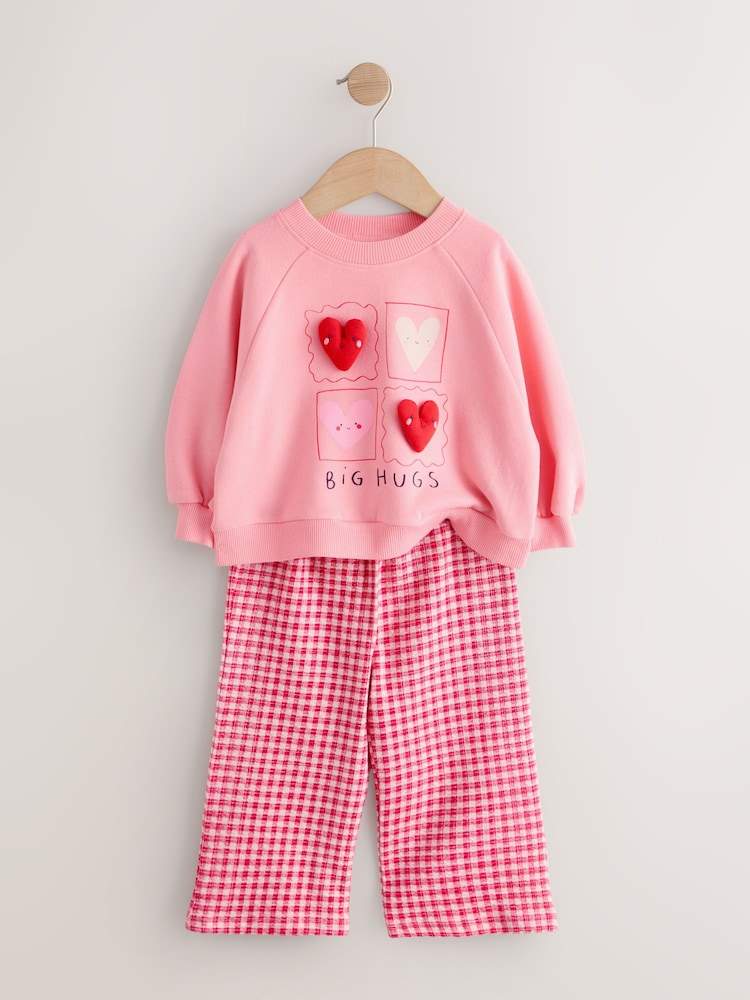 Bright Pink Sweatshirt & Wide Leg Trousers Set (3mths-7yrs) - Image 7 of 10
