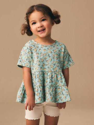 Blue Ditsy Floral Short Sleeve Blouse Shorts Set (3mths-8yrs)