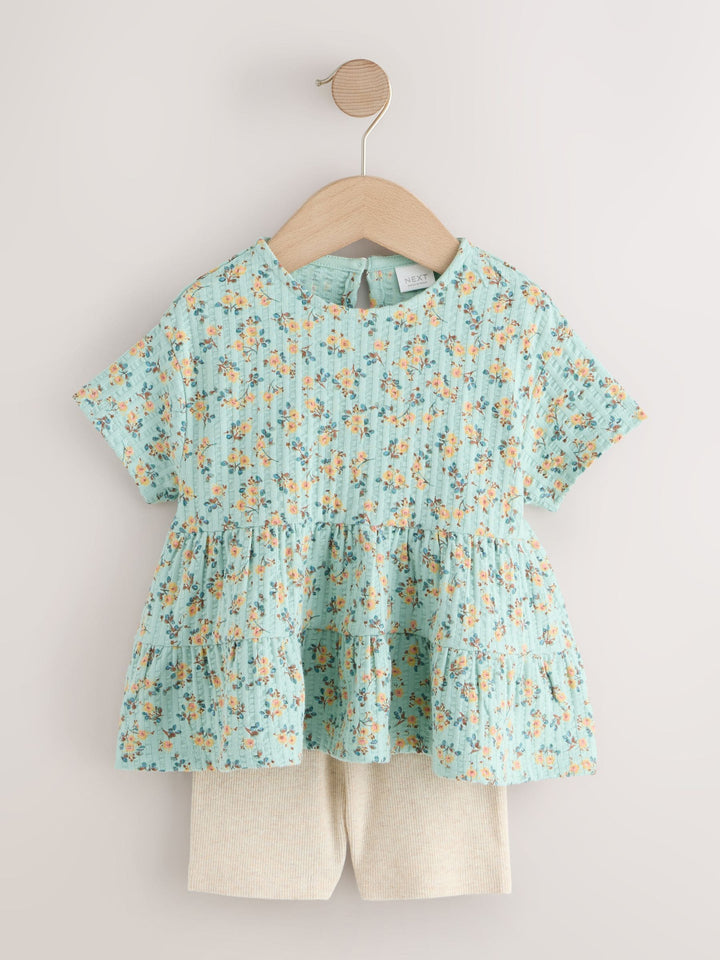 Blue Ditsy Floral Short Sleeve Blouse Shorts Set (3mths-8yrs)