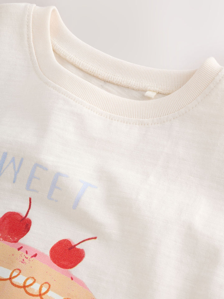 Ecru White Bunny Cherry Short Sleeve T-Shirt and Shorts Set (3mths-7yrs)