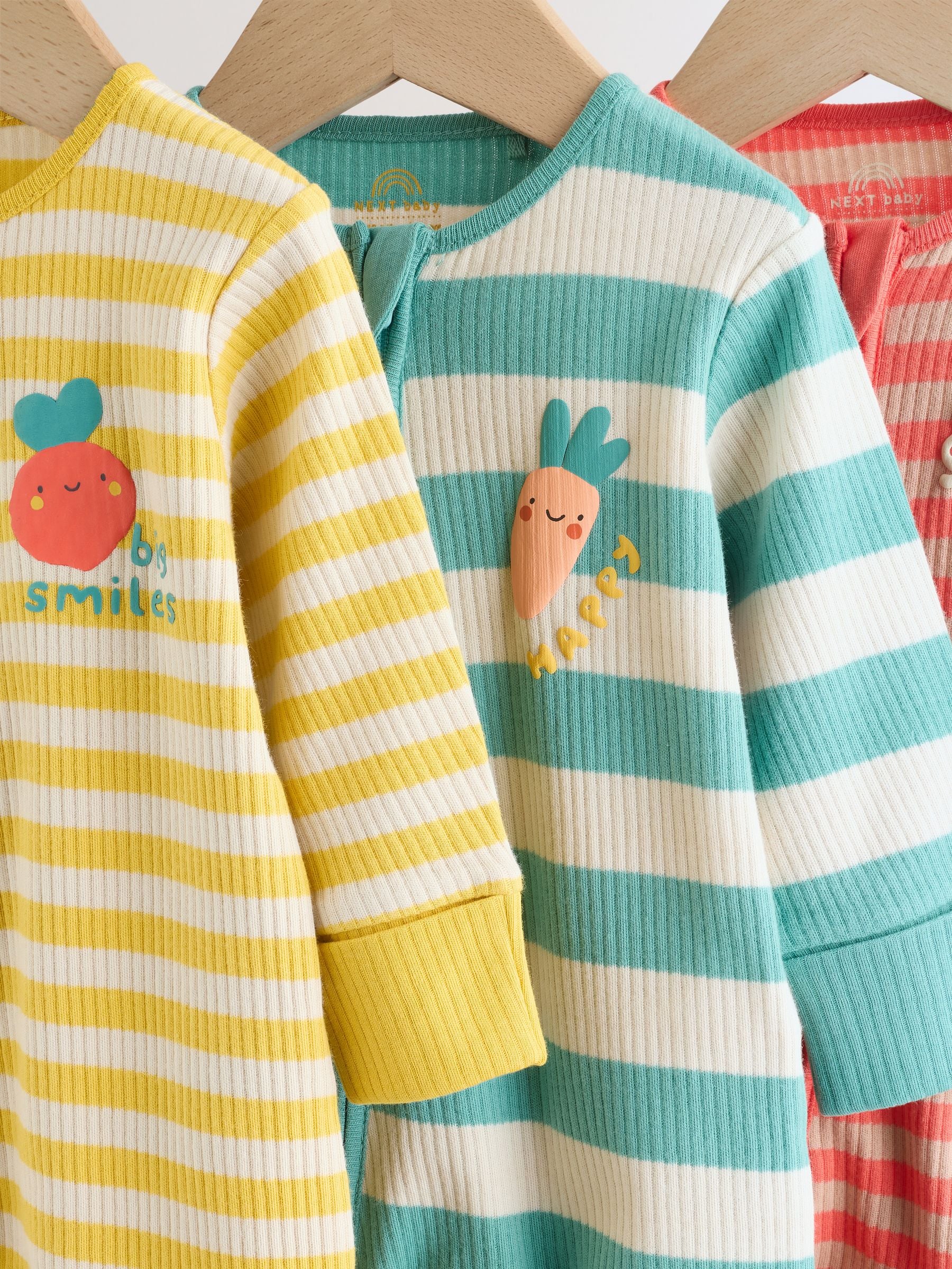 Multi Stripe Baby Sleepsuits 3 Pack (0mths-3yrs)