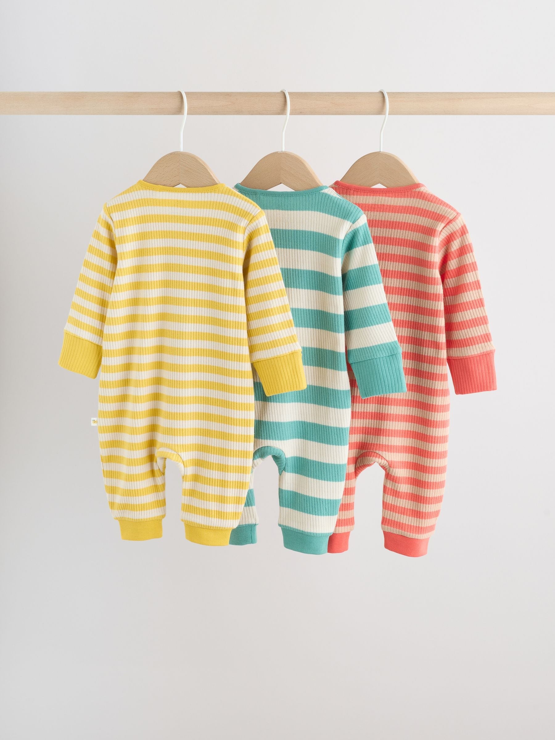 Multi Stripe Baby Sleepsuits 3 Pack (0mths-3yrs)