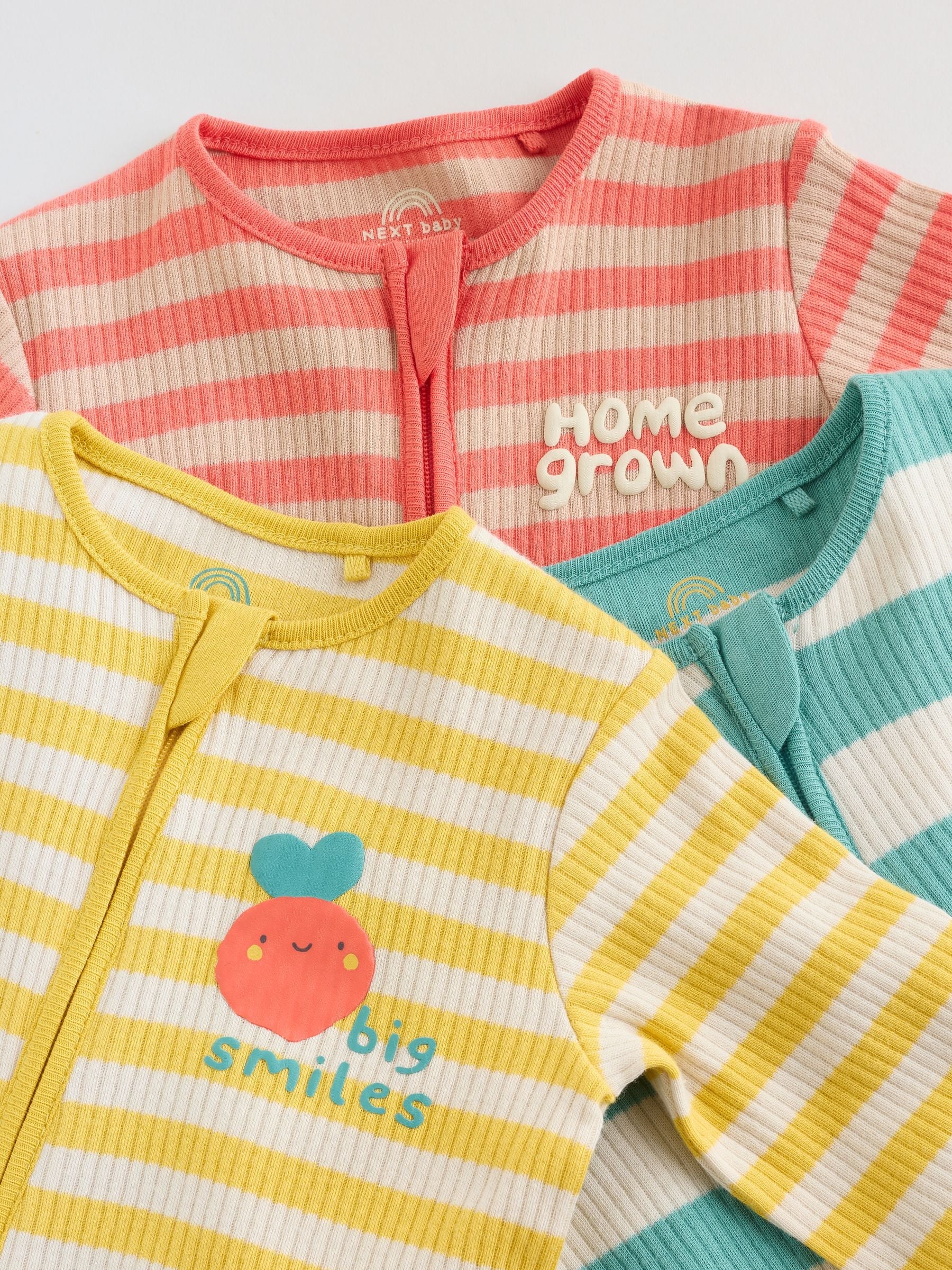 Multi Stripe Baby Sleepsuits 3 Pack (0mths-3yrs)