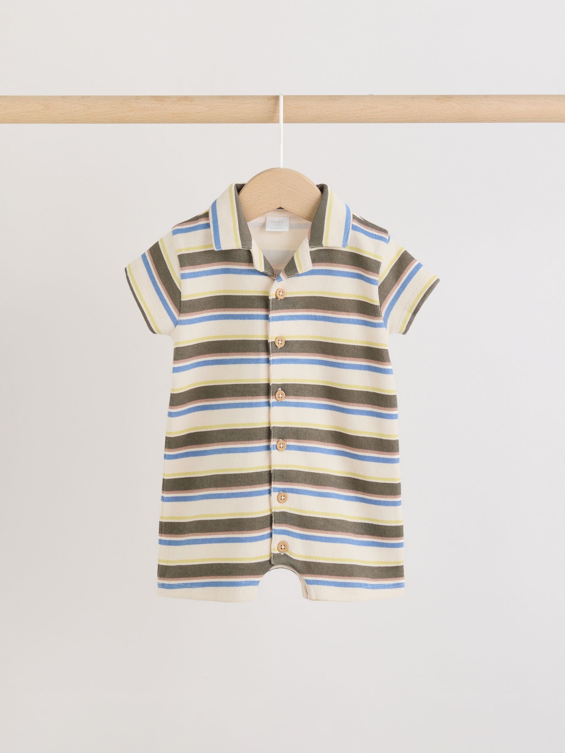 Green Multi Smart Collar Baby Rompers 2 Pack
