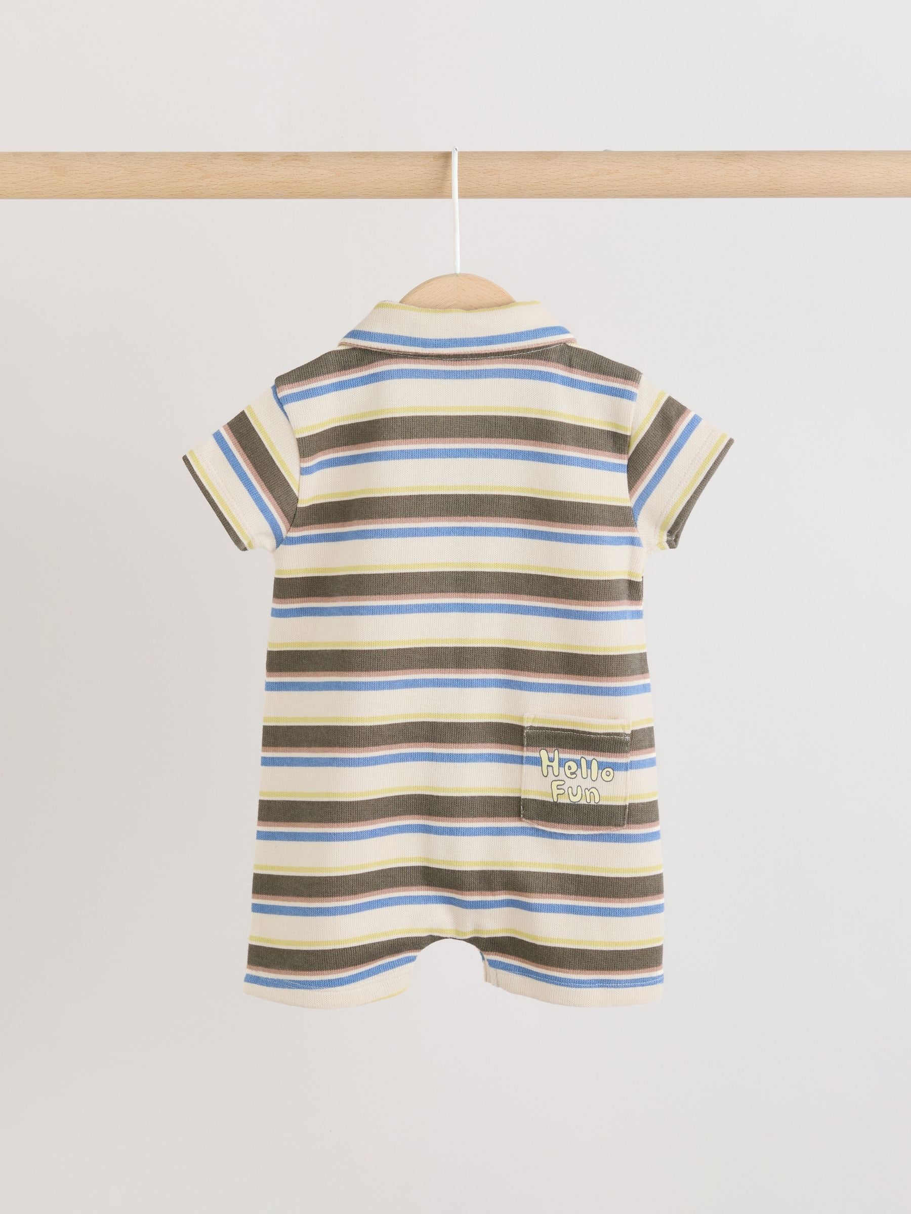 Green Multi Smart Collar Baby Rompers 2 Pack