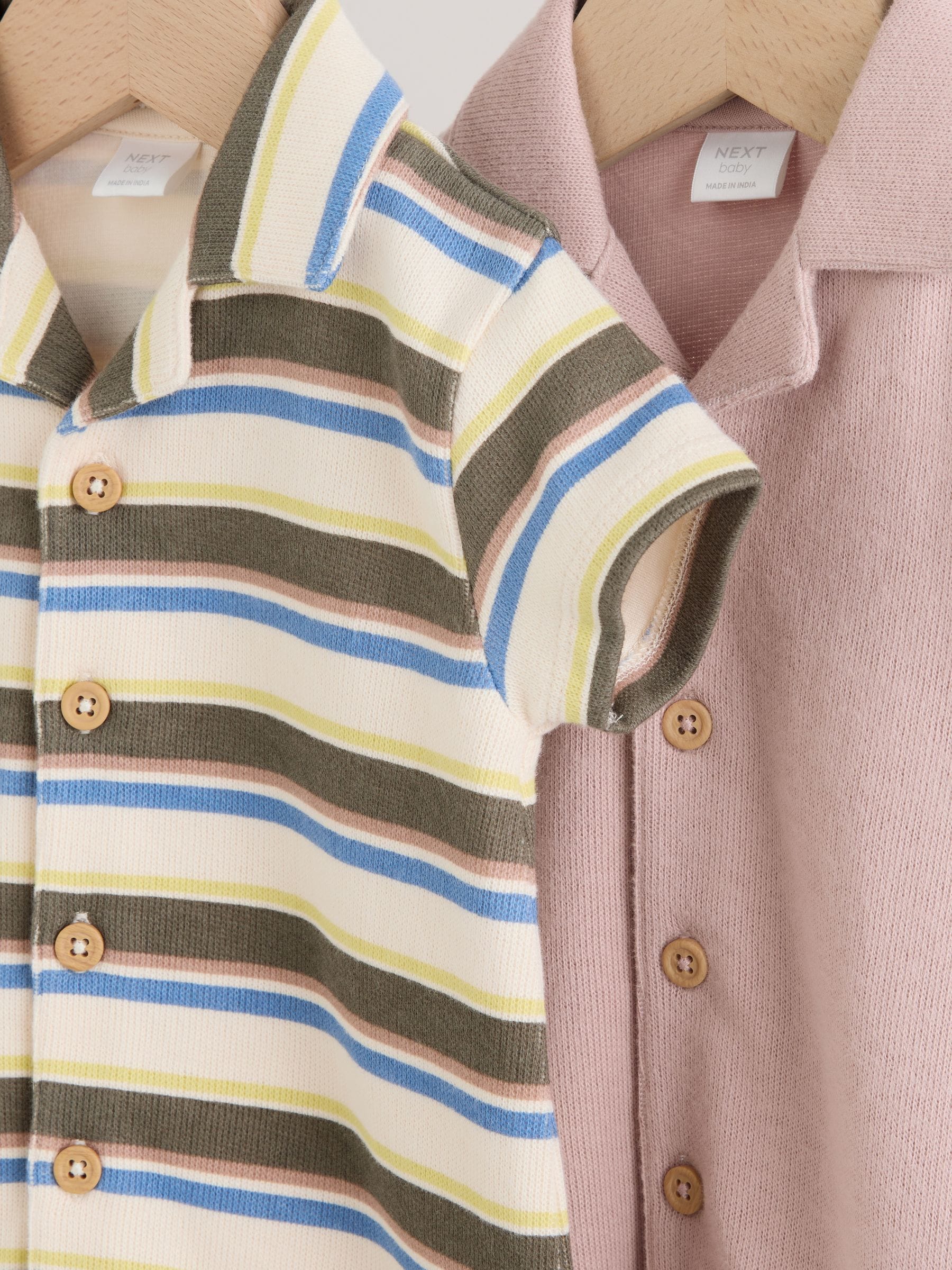 Green Multi Smart Collar Baby Rompers 2 Pack