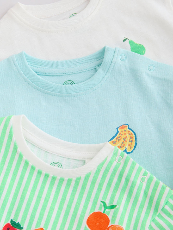 Blue Fruit Print Jersey Baby Rompers 3 Pack