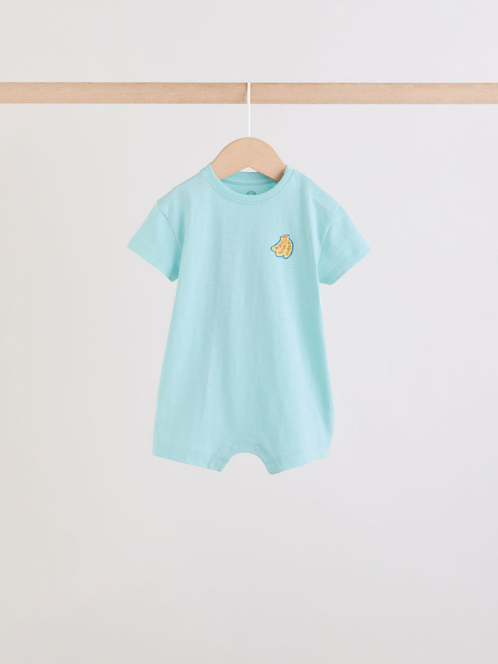 Blue Fruit Print Jersey Baby Rompers 3 Pack
