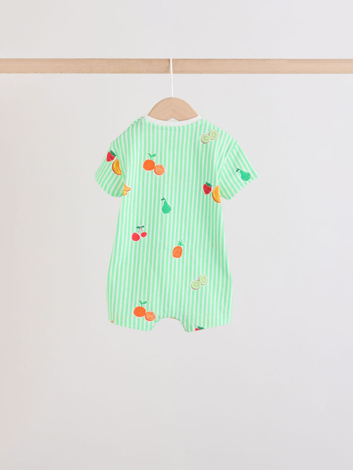 Blue Fruit Print Jersey Baby Rompers 3 Pack