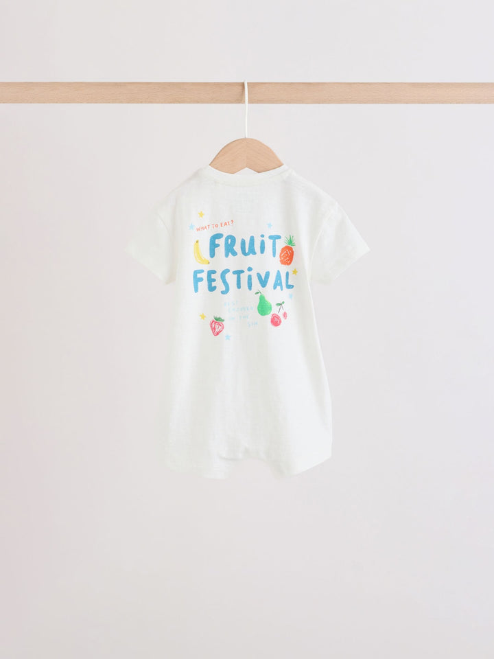 Blue Fruit Print Jersey Baby Rompers 3 Pack